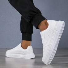 Men's Fashion Solid Color Low-Top Skate Shoes, Comfortable Anti-Slip Lace-Up Casual Sports Shoes, Suitable For Men Outdoor Activities