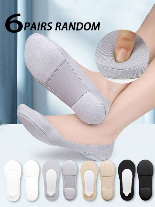 3/6 Pairs Women's Soft Sponge Bottom Shock Absorbing, Cushioned Comfortable Casual No-Show Socks, Suitable For Any Shoe Type, Mother's Day