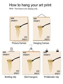 1pc "More Spaghetti, Less Upsetti" Canvas Poster - Artistic Illustration For Home Decor, Unframed - Multicolor - View 5