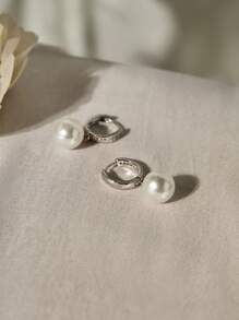 1 par de brincos de zircônia e imitação de pérolas artificiais para mulheres, joias delicadas de luxo e alta qualidade para presente de festa de casamento