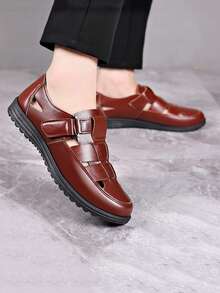 Comfortable Cushioned Breathable Hollow Soft Bottom Outdoor Sandals, Fashionable & Versatile For Teenagers In Summer - Brown - View 3