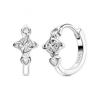 Pendientes de aro de plata de ley 925 con nudo celta - Joyería con símbolo místico y Charm antiguo (Estilo bohemio/gótico para boda)