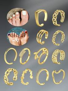 CIZME 2Pcs Gold/Silver Adjustable Toe Rings Beach Foot Jewelry For Women Open Toe Ring CZ Flower Love Toe Rings