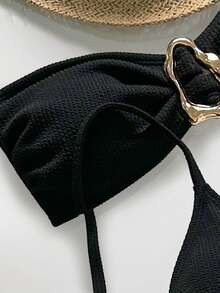 Bikinx 女士欧式纯色性感比基尼三件套 - 黑色 - 查看 2