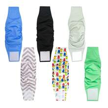 6 piezas de envoltura lavable y reutilizable para la barriga de perros macho, ropa interior de pañal para cachorros, pañales para mascotas - Multicolor - Ver 13