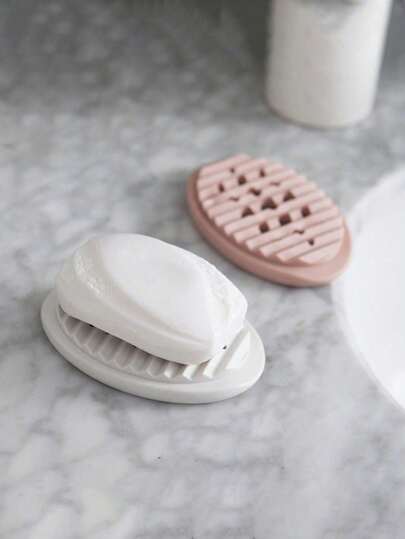 1pc/3pcs Silicone Anti-Slip Soap Dish Holder, Bathroom Shower Storage Rack Perforated Soap Tray