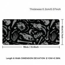 1pc Cool Skeleton Pattern Mouse Pad Abstract Art Desian Black Desk Mat Office Desk Large Gaming Mouse Pad - Extended, Thick, Non-Slip Rubber Desk Mat With Precision Stitched Edges - Washable & Durable