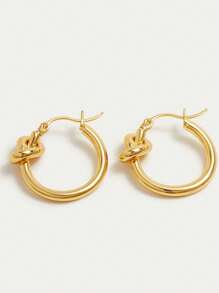 New Popular Earrings For Women With Knot And Circle Earrings, Elegant And Niche Design, Simple Circle, Light Luxury And High-End Feeling. Earring Buckle, Suitable For Women'S Daily Wear And Matching Accessories, Suitable For Formal Wear, Casual Style