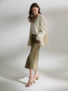 新款女士厚底高跟穆勒鞋，金色圆头套脚鞋，圣诞节冬季圣诞礼物 - 米色 - 查看 3