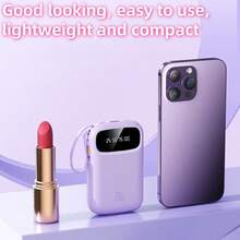 LADAPU Pin dự phòng sạc nhanh 10000mAh Mini Cute 5V2A, Bộ sạc điện thoại di động di động dung lượng lớn có thể sạc lại kích thước nhỏ, tích hợp 4 dây cáp, Màn hình kỹ thuật số thông minh, Giao diện Micro, Đầu ra & Đầu vào USB-C, Bộ pin du lịch ngoài trời Thích hợp cho Kỳ nghỉ hè Du lịch/Cắm trại ngoài trời và Nguồn điện dự phòng khẩn cấp Quà tặng cho Gia đình, Bạn bè, Màn hình hiển thị nguồn điện sinh nhật, Bộ sạc di động - Đỏ - Xem 4