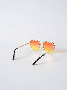 Tropiscape 1副时尚女士心形金属框渐变彩色眼镜，适合派对、假日、音乐节、旅游、Y2K风格海滩秋季圣诞节冬季圣诞礼物 - 金色 - 查看 7