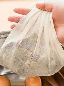 10/5 שקיות מרק רב פעמיות עם שרוך - מתקן רב תכליתי לתה, תבלינים ובד גבינה לבישול, רפואת צמחים וחליטת ציר עצמות - אביזר חיוני למטבח - לבן - ראה 5