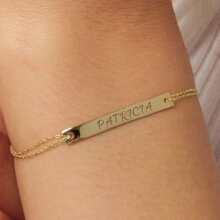 Brățară cu bară de aur, brățară cu bară personalizată, brățară cu nume personalizată, brățară gravată pentru femei, brățară a prieteniei, cadou de Ziua Mamei