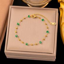 1 set de conjunto de joyería de mujer de acero inoxidable con collar y pulsera, collar de cadena delicado para la clavícula