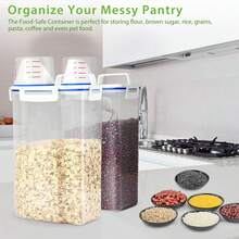 Rice Storage Container, 5 To 10lb Dry Food Airtight Dispenser, Pet Dog Cat Food Canister, Free Clear Plastic Kitchen And Pantry Bin For Oatmeal, Cereal, Pasta, Flour Pack Of 2 Grey - 3公升/白色 - 查看 6