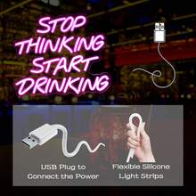 1pcs Stop Thinking Start Drinking Neon Sign Pink LED Wall Decor Dimmable USB Powered For Bedroom Man Cave Bar Pub Living Room Party Wall Art Decor Gifts - 粉色 - 查看 3
