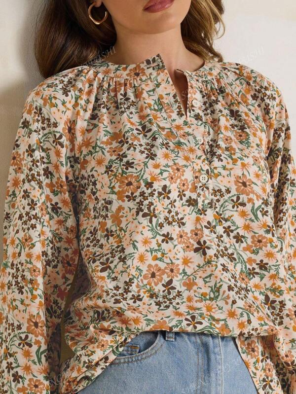Chemise décontractée de vacances femme, à l'imprimé floral bohème, mode, slim, à manches longues