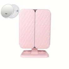 LED Tri-Fold Makeup Mirror With 3X/2X Magnification - Touch, 70 LEDs, Adjustable Brightness, USB/Battery Powered, Bottom Tray Storage, Foldable Triple-Fold Design, Suitable For Travel And Family Use - Ideal Ladies' Gift For Christmas, Valentine's Day, Mother's Day Thanksgiving,Graduation Season Gift