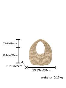 Fashionable Minimalist Handmade Woven Straw One Shoulder Tote Beach Bag For Women