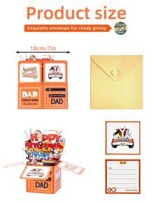 1pc Pop Up Fathers Day Cards For Dad 3D Tool Box Happy Fathers Day Pop Up Gift Card With Envelope For Dad Husband Papa Grandpa From Son Daughter Wife 3D Pop-Up Greeting Cards