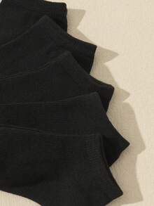 10 Paar Kinder/Jugendliche Baumwoll einfarbige Lässig Socken, atmungsaktiv feuchtigkeitsabsorbierend Mittelhoch Schule/Sport Socken - Schwarz - Übersicht 3