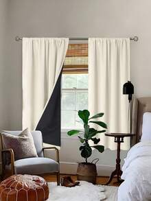 1pc 100% Blackout Solid Color Coated Membrane Curtain, Modern Minimalist Style, UV Protection, Noise Reduction, Privacy, Lightweight & Portable, Suitable For Christmas And All Seasons