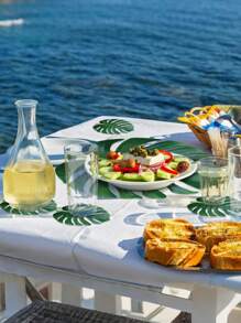 10 pièces - Décorations de fête de feuilles tropicales artificielles, fausses feuilles vertes tropicales pour décorations de fête, thème de fête de la jungle et de la plage, décorations de table de feuilles