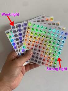 2/5 件/套 1-100/1-500 连续数字贴纸，美甲指甲油凝胶样品纸标签，指甲油瓶标签贴纸，圆形激光防水代码相册标签（0.4 英寸） - 彩色 - 查看 13