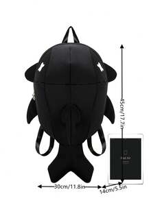 Plecak Peach Tree Unisex Shark Design, codzienny, modny plecak, odpowiedni do szkoły średniej, studentów, par, podróży, sportu, wielofunkcyjny, lekki, powrót do szkoły, Halloween, prezent świąteczny - Czarne - Zobacz 3
