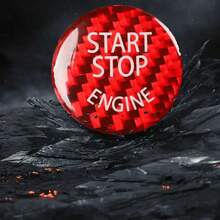 Carbon Fiber Car Ignition Switch Button Cover - Stylish PVC Protection Decorative One-Touch Start - One-click Start - View 10