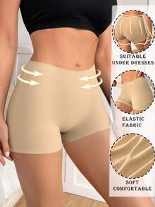 Quần legging lụa nữ không đường may, co giãn, chống trơn trượt, thoải mái, quần lót nữ không đường may. - Màu be - Xem 8