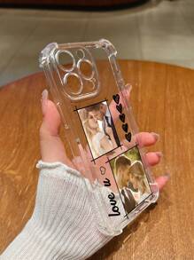 1 Stück personalisiertes Paar-Jahrestags-Portrait/individuell gestaltete transparente sturzsichere Linsen-Schutz Handyhülle, Linse erfüllt personalisierte Anforderungen, kompatibel mit iPhone 16 Pro Max/16 Pro/15 Pro Max/14 Pro Max/13 Pro Max, OPPO A18/A58/23 Ultra/S24 Ultra/A52S, VIVO Y17S, geeignet für den täglichen Gebrauch und als Hochzeitsgeschenk