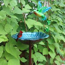 1pc Iron Hummingbird & Leaf Shaped Outdoor Bird Feeder, Decorative Atmosphere, Favorite For Bird Lovers