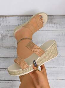 Women's Vacation Platform Sandals Single Strap Bottom Wedge Wide Fit Sandals