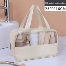 1pc Customized Premium Transparent Cosmetic Bag/Toiletry Bag, Portable High-Quality Makeup Bag/Toiletry Bag Storage Bag/Waterproof Travel Bag, Fresh And Elegant Customized Simple Design, Essential For Business Trip And Commute, Can Be Used As Corporate Small Gift With Printed Logo, Also Suitable As Girlfriend Gift, Couple Gift, Anniversary Gift, Birthday Gift, Mother's Day Gift, Father's Day Gift - Multicolor - View 6