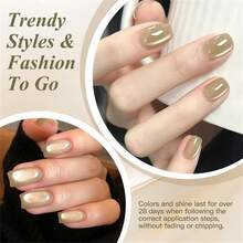 Mtssii 7ml Moonlight  Magnetic Gel Nail Polish Glass Beads Summer Pink Golden Silvery Glitter Soak Off UV Gel Nail Art Varnish Nail Supplies - 金色 - 查看 4