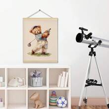 1 Tranh Gấu Thể Thao Ngộ Ngộ Trang Trí Tường Phòng Trẻ Em - 6 Mẫu Thiết Kế Đáng Yêu, Có/Không Khung | Tranh vẽ tay trên vải canvas hình động vật, phù hợp với trang trí phòng trẻ em tông màu trung tính, khung gỗ, dễ treo, trang trí phòng trẻ em chủ đề bóng chày, bóng đá, golf, thiết kế tông màu retro nhẹ nhàng, lựa chọn quà tặng tốt nhất - Nhiều màu - Xem 6