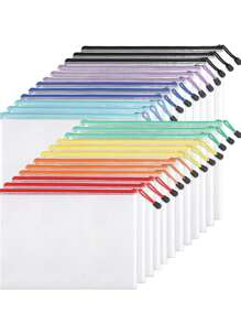 1/2/4/8Pcs Portable Zipper File Bag Transparent Single-Layer Mesh Student Test Paper Data Storage Bag Office Files Stationery (A4 A5 B5)