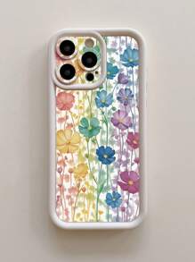 1pc Gradient Floral Pattern Camera Lens Protection Thick Shockproof Milky White Phone Case Suitable For IPhone 11 Pro Max/12 Pro Max/13 Pro Max/14 Pro Max/15 Pro Max/16 Plus/16 Pro Max, 16E, Galaxy A55/A15/S24 Ultra, Redmi, OPPO/Realme, VIVO, Infinix, Honor, MOTO, OnePlus
