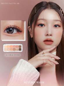 Clio Professional Eyeshadow Palette Air 01 Coral Studio, Air-Whipped Cream Texture, Iridescent Gradient Technology, Second Skin  Particles, Cool Gray Rose Diamond, Warm Amber Frosting, Caramel Chestnut Nebula, Portable Party Essential, Korean Makeup, 7.2g/0.25oz - 01 Coral Studio - 查看 8