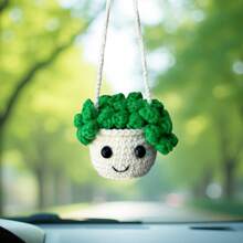 1 pieza de adorno colgante para el espejo retrovisor, hecho a mano en estilo bohemio, accesorio ideal para mujeres, niñas, amantes de suculentas/cactus, decoración interior verde para el coche, también apto como accesorio colgante para camiones, decoraciones y regalos de boda, decoración del hogar