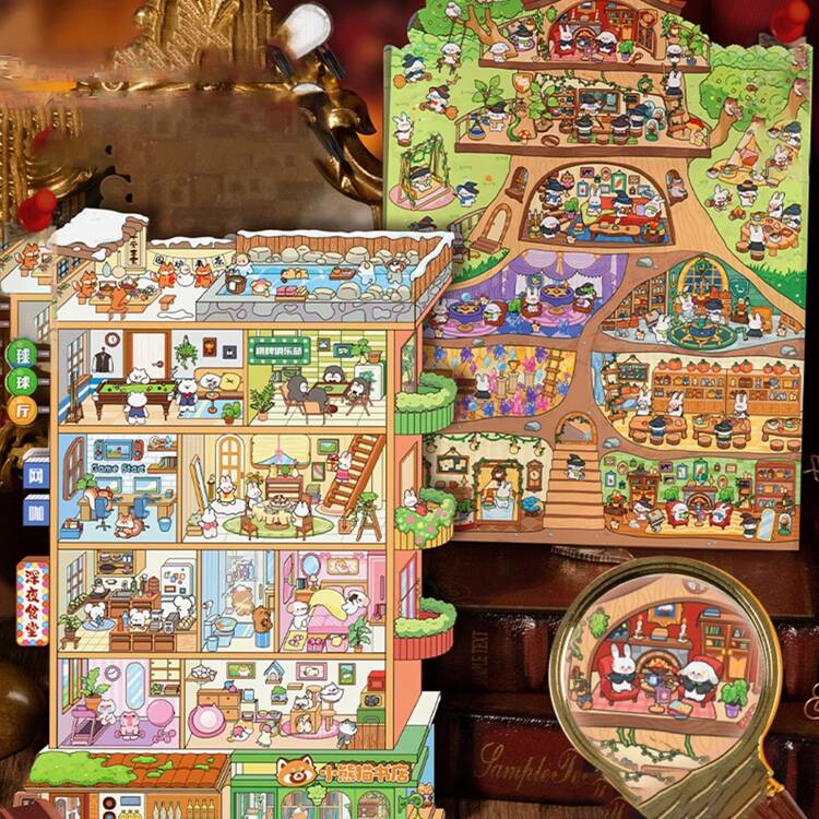 Autocollants 3D de maison DIY, stickers de scène DIY amusants, stickers de scène DIY pour créer votre propre cabane préférée, pour passer le temps, parfait pour l'hiver, le Nouvel An