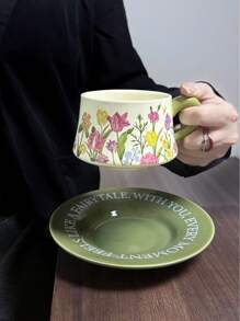 Set di tazze da caffè e piattini in ceramica con motivo floreale elegante, regalo unico per la fidanzata, regalo di coppia per San Valentino