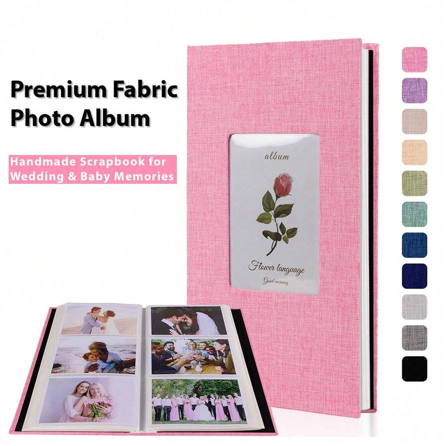 Linen Cover Photo Album With Display Window: Modern Simplicity, Holds 200 Photos, Perfect For Family Memories And Gifts Birthday Graduation