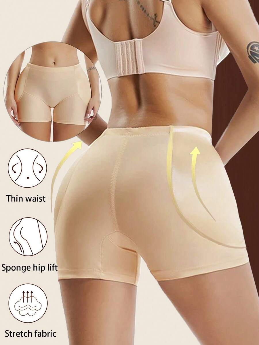 女士Seamless臀部及大腿加墊內褲，可提升臀部和臀部，採用海綿加墊 - 杏色 - 查看 1