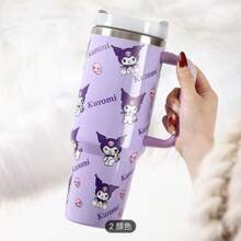 Sanrio 1 pièce Tasse de voyage en acier inoxydable de 40 oz Sanrio Kuromi avec couvercle et paille - étanche, s'adapte au porte-gobelet de la voiture, garde les boissons chaudes ou froides, boissons fraîches en été, design de dessin animé mignon avec étoiles et personnages - cadeau parfait pour l'anniversaire et la Saint-Valentin
