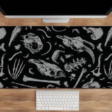 1pc Cool Skeleton Pattern Mouse Pad Abstract Art Desian Black Desk Mat Office Desk Large Gaming Mouse Pad - Extended, Thick, Non-Slip Rubber Desk Mat With Precision Stitched Edges - Washable & Durable