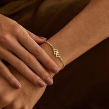 Custom 2 Letters Personalized 2 Initials Bracelet With Cuban Chain, Custom Letter Name Bracelet, Couple Bracelet, Birthday Gift For Her, Mother's Day Gift - Multicolor - View 10