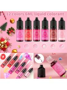 12ML DIY Handicraft Colorant, Highly Concentrated Baking Decoration Pigment Liquid, Cake Decoration Color, Soap Dye Is Suitable For Baking, Valentine's Day Cake, Handmade DIY Production