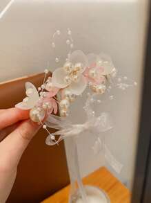 2pcs Kids Performance Headdress, Little Princess Girls Hair Accessories, Tiara Crown Headband + Wrist Flower